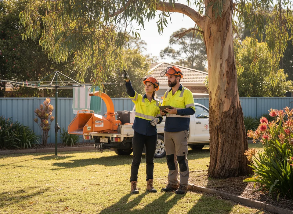 Prestige Tree Services team planning a job